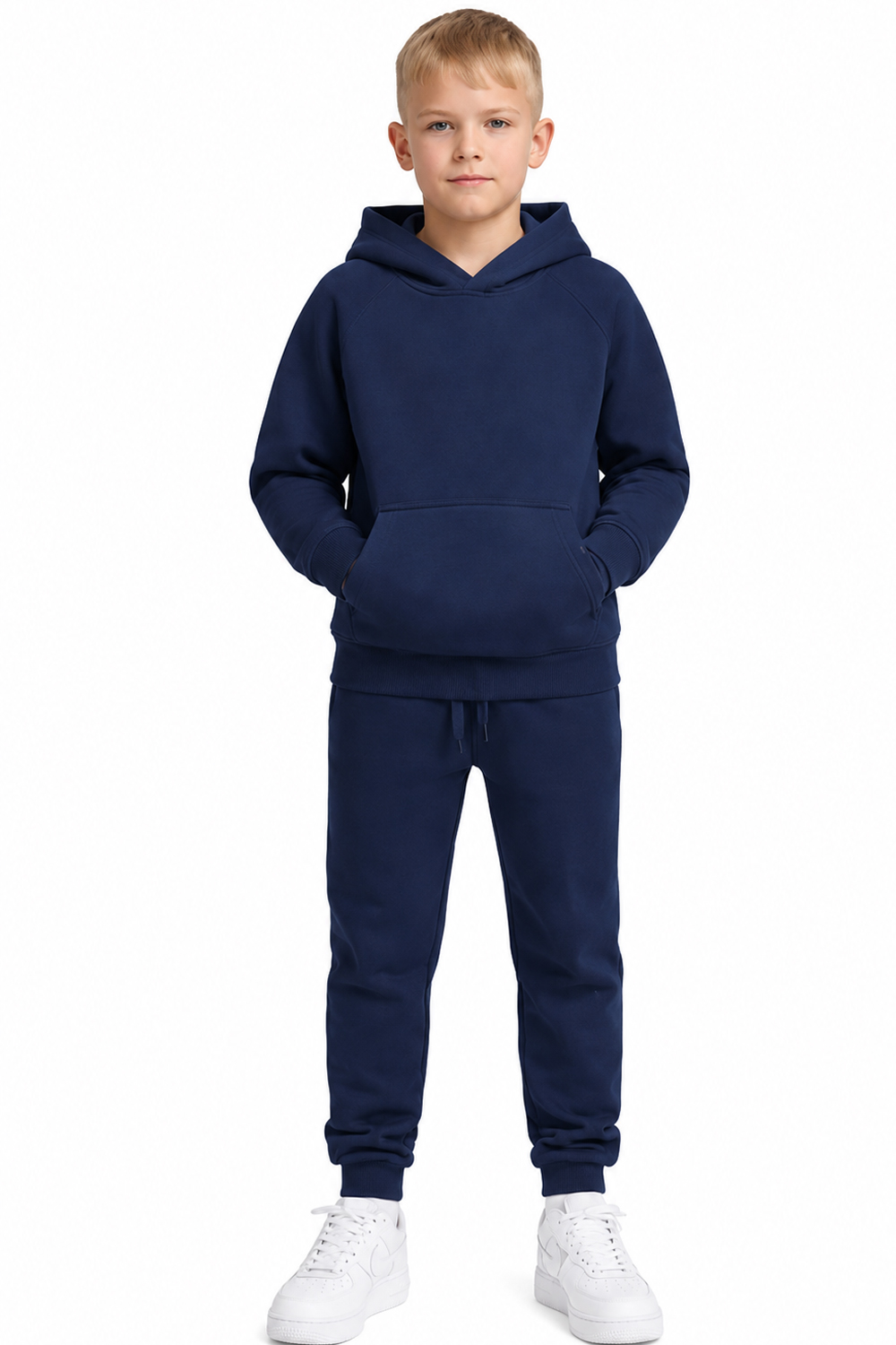 Active Star Kids Pullover Hoodie Tracksuit Navy