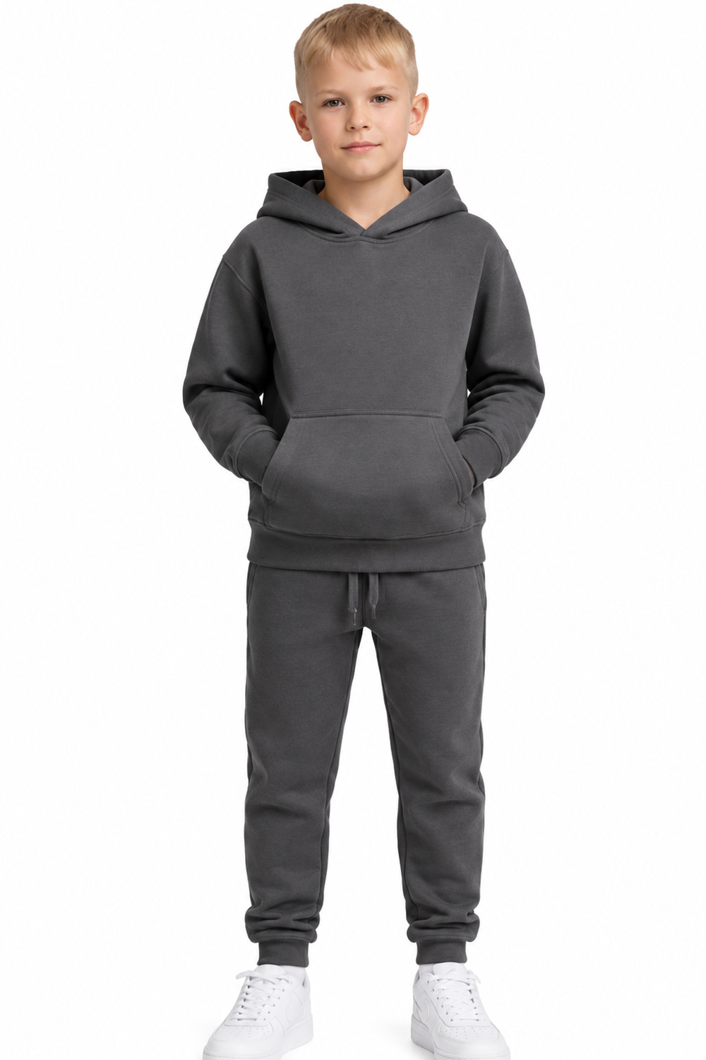 Active Star Kids Pullover Hoodie Tracksuit Dark Grey