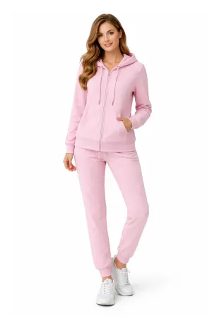 Active Star Ladies Baby Pink Zipper Hoodie Trousers Set