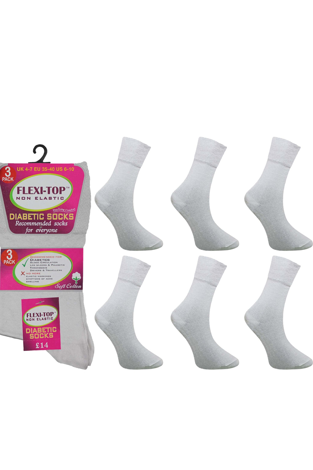 Active Star Ladies Flexi Top White Soft Cotton Socks (Pack of 3 Pair)