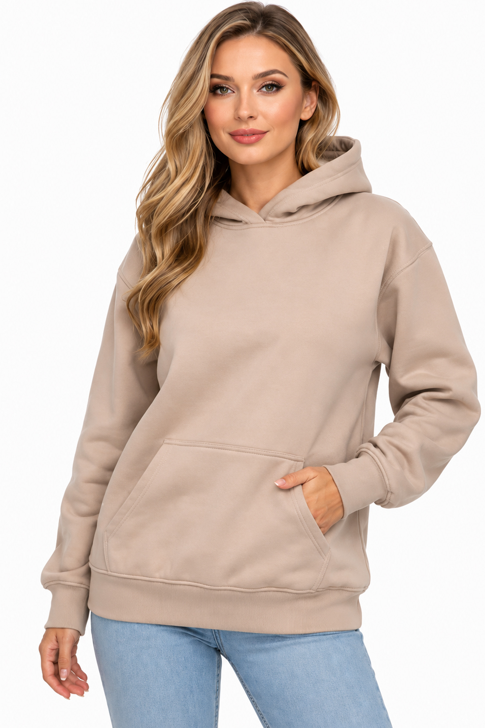 Active Star Ladies Pullover Hoodie (Sand Color)
