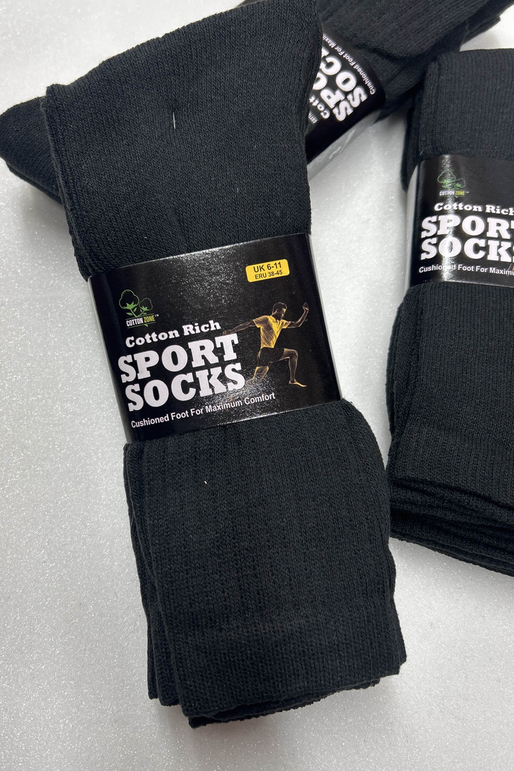 Active Star Men Black Cotton Rich Sport Socks (Pack of 3 Pairs)