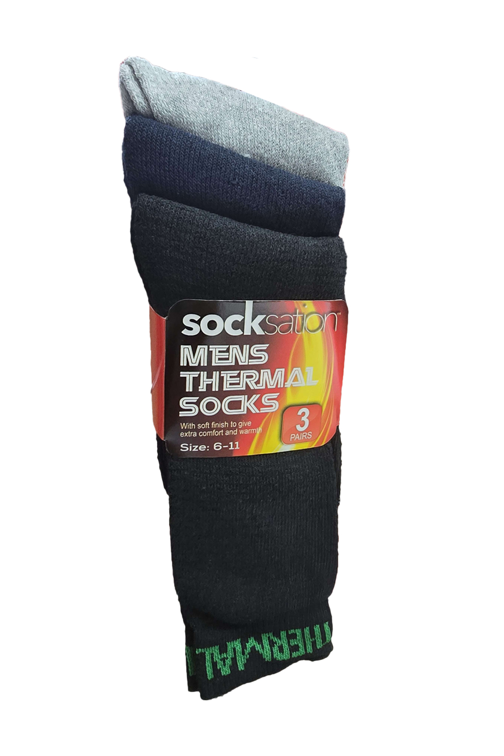 Active Star Men Black Navy Grey Thermal Socks (Pack of 3 Pairs)