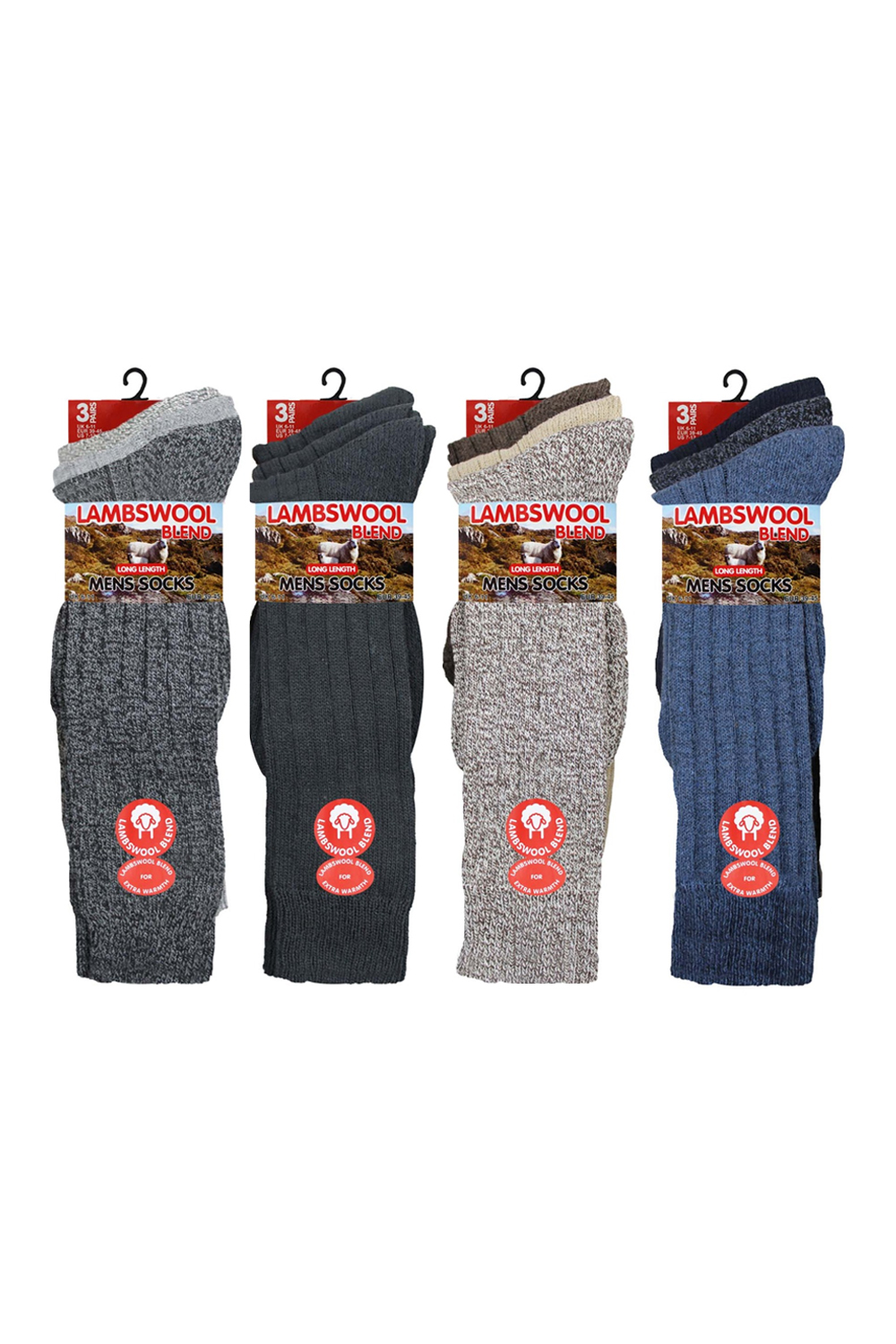Active Star Men Lambswool Blend Long Length Socks (Pack of 3 Pairs)