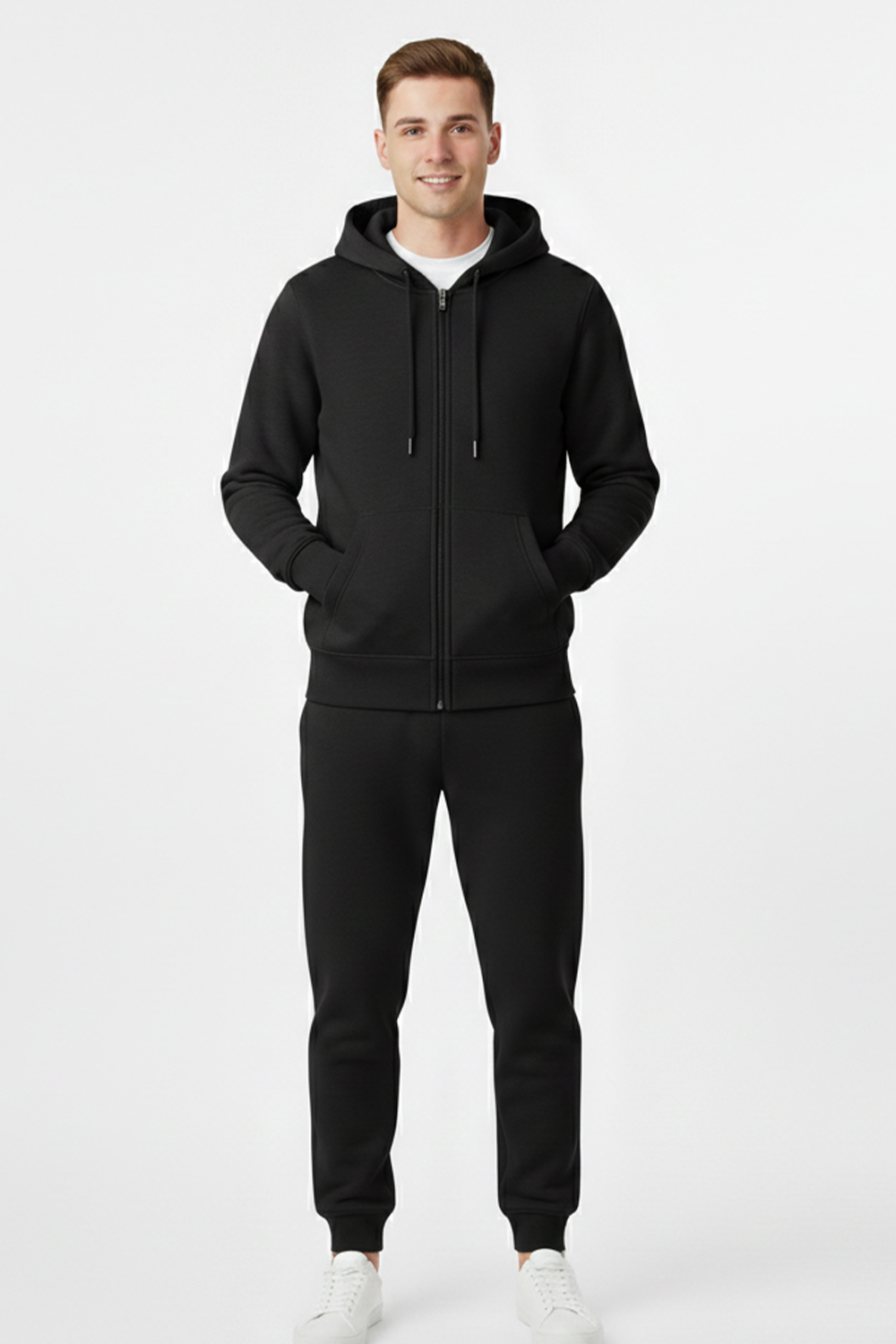Active Star Men's Black ZIP Hoodie with Trouser Set