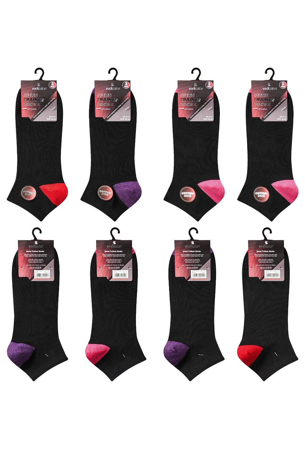 Active Star Men's Classic Trainer Socks Heel Toe (Pack of 3 Pair)