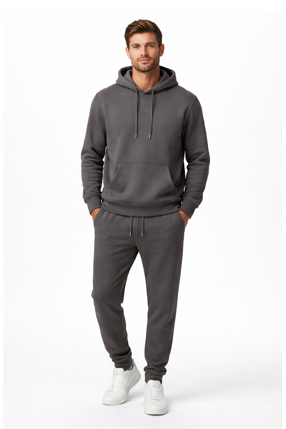 Active Star Men's Dark Grey Pullover Hoodie With Trousers Set