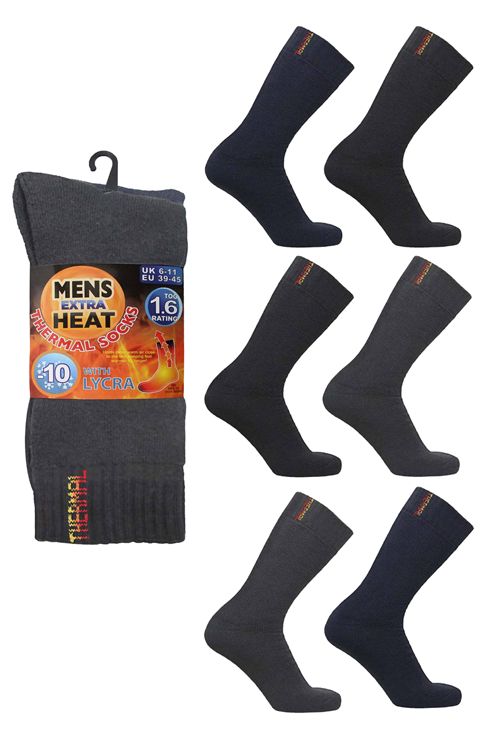 Active Star Men’s Extra Heat Thermal Socks 1.6 Tog (Pack of 3 Pair)