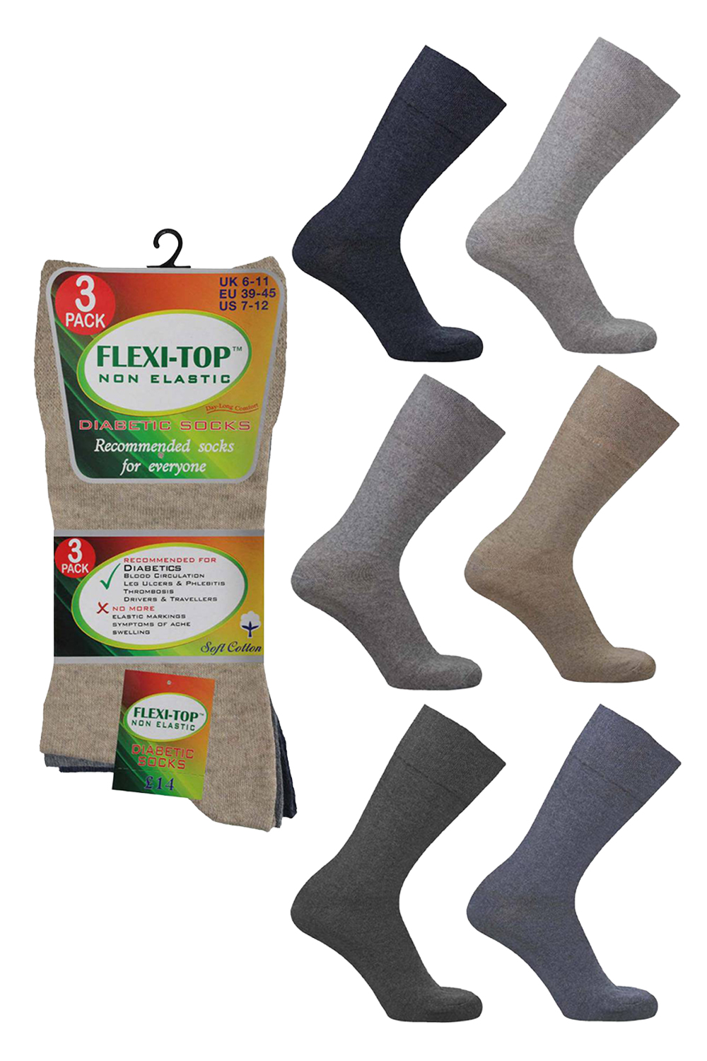 Active Star Men’s Flexi Top Melange Cotton Socks (Pack of 3 Pair)