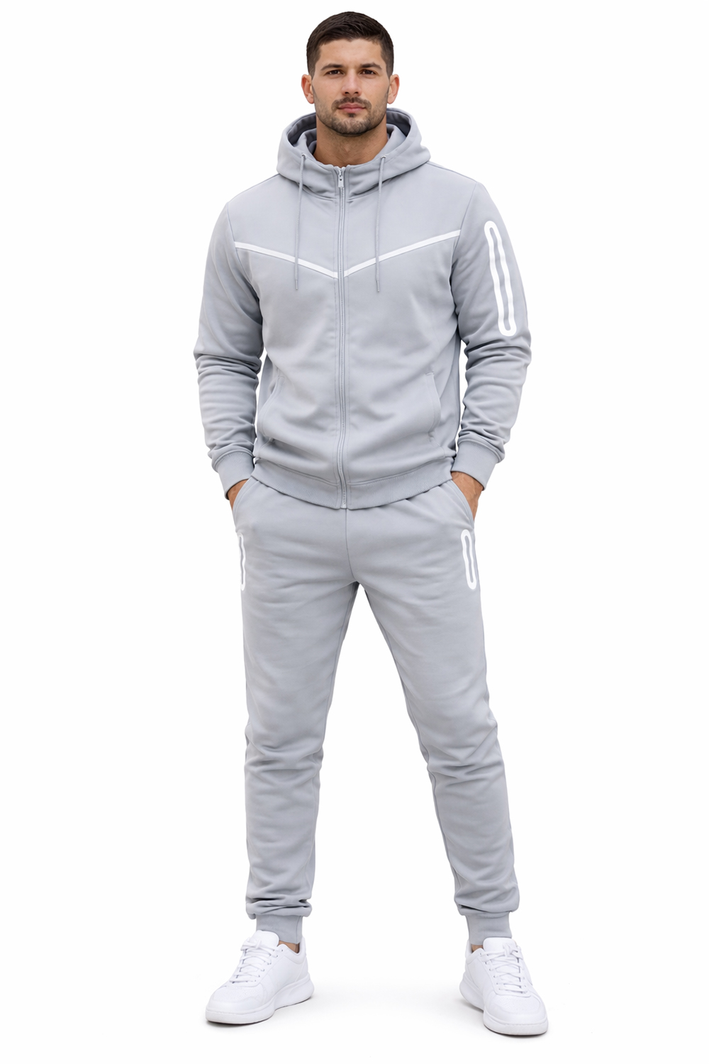 Active Star Men's Grey Hooded Tracksuit