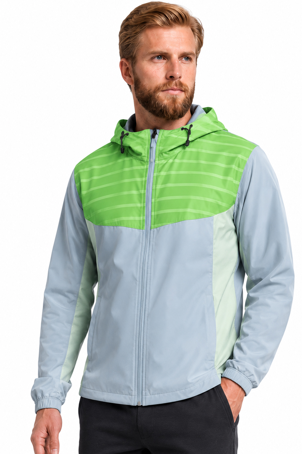 Active Star Men’s Zip Jacket Green & Grey
