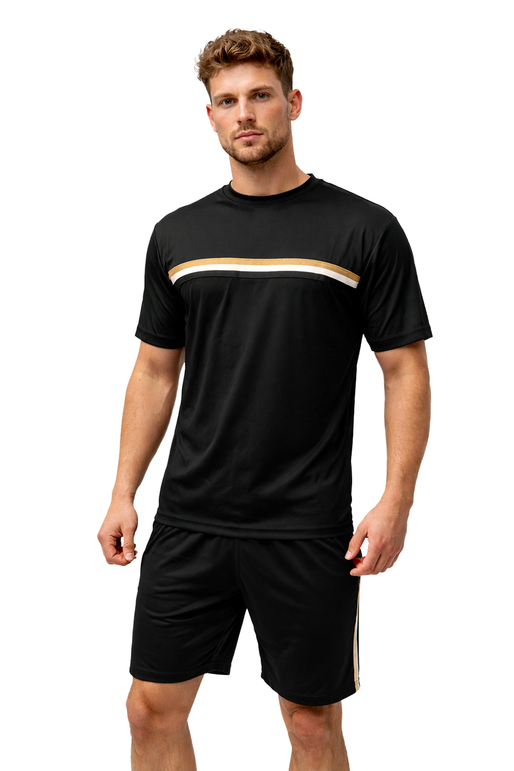 Active Star Men’s Lightweight Training T-shirt & Shorts Set-Black