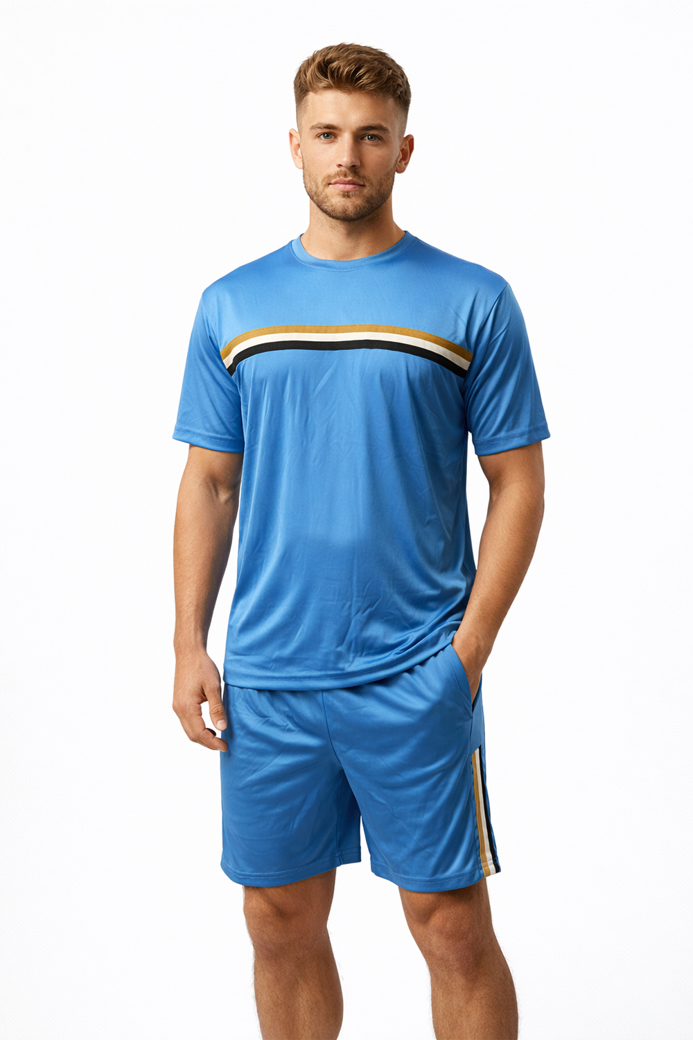 Active Star Men’s Lightweight Training T-shirt & Shorts Set- Blue