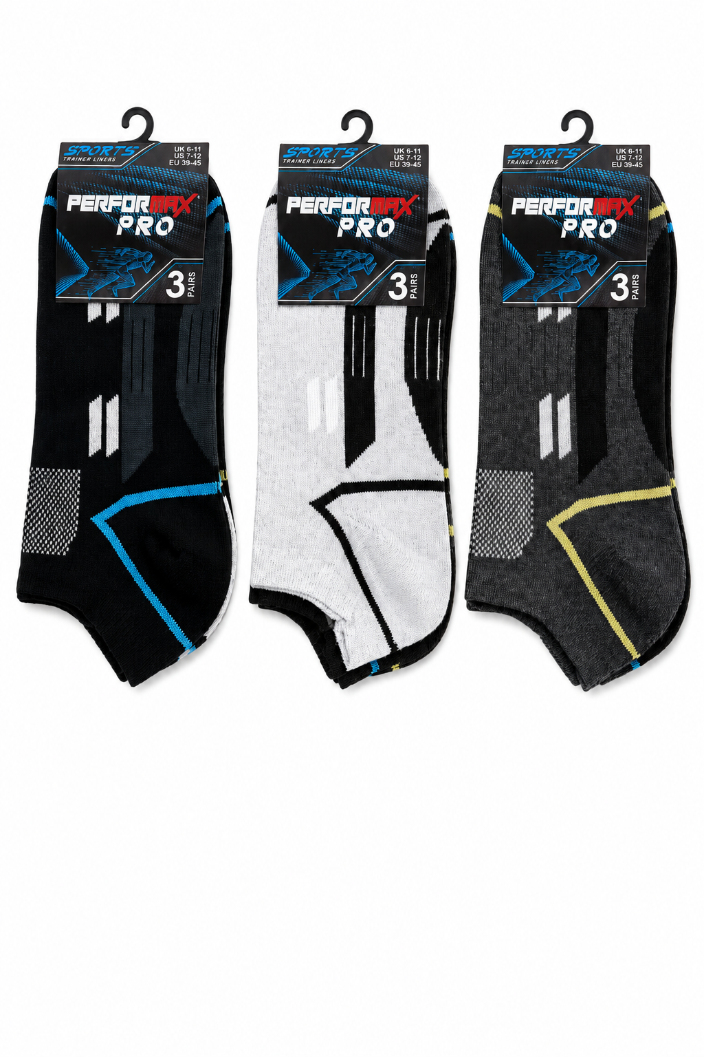 Active Star Men’s Sports Trainer Liner Socks (Pack of 3 Pairs)