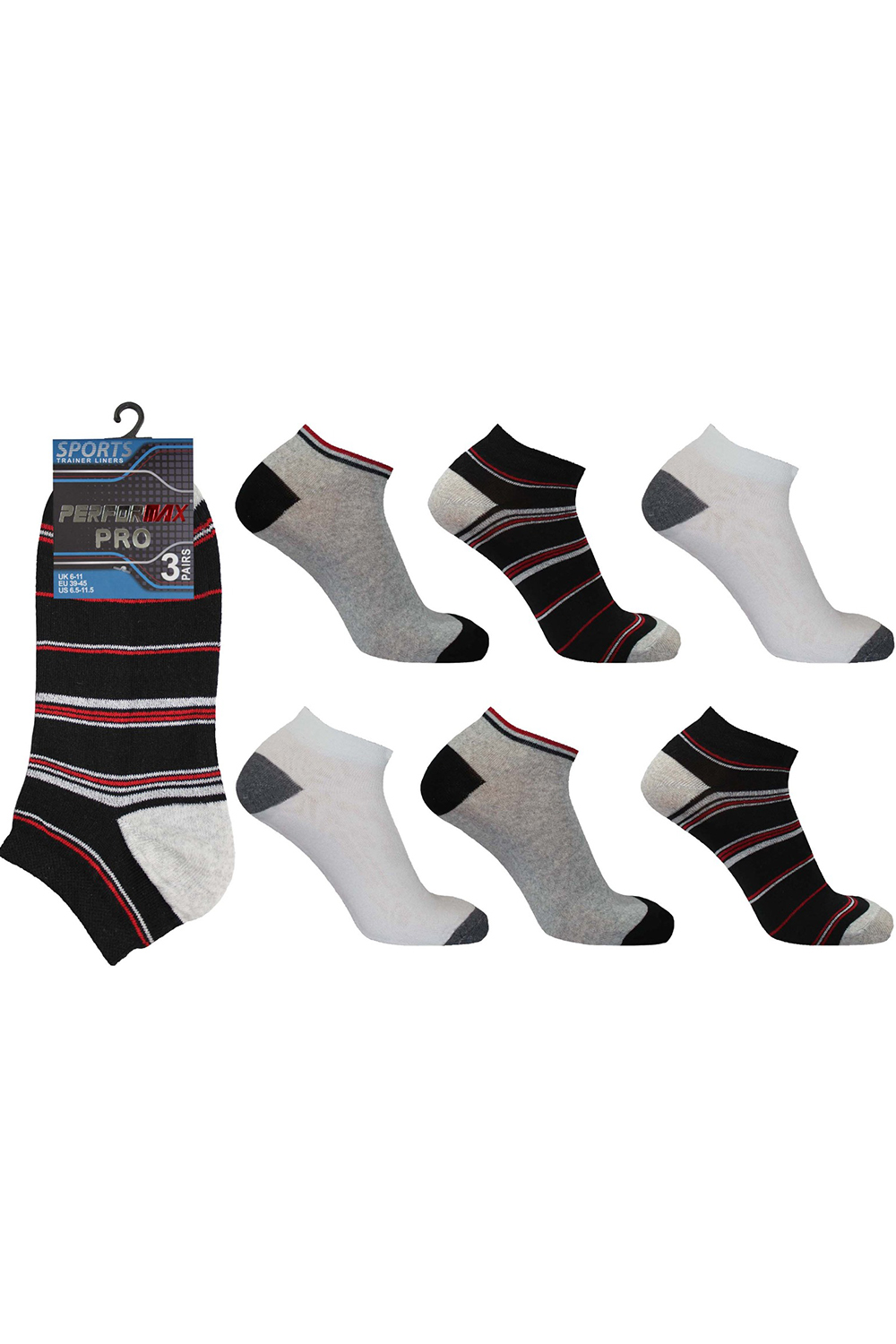 Active Star Men's Trainer Socks Mixed Design (Pack of 3 Pair)