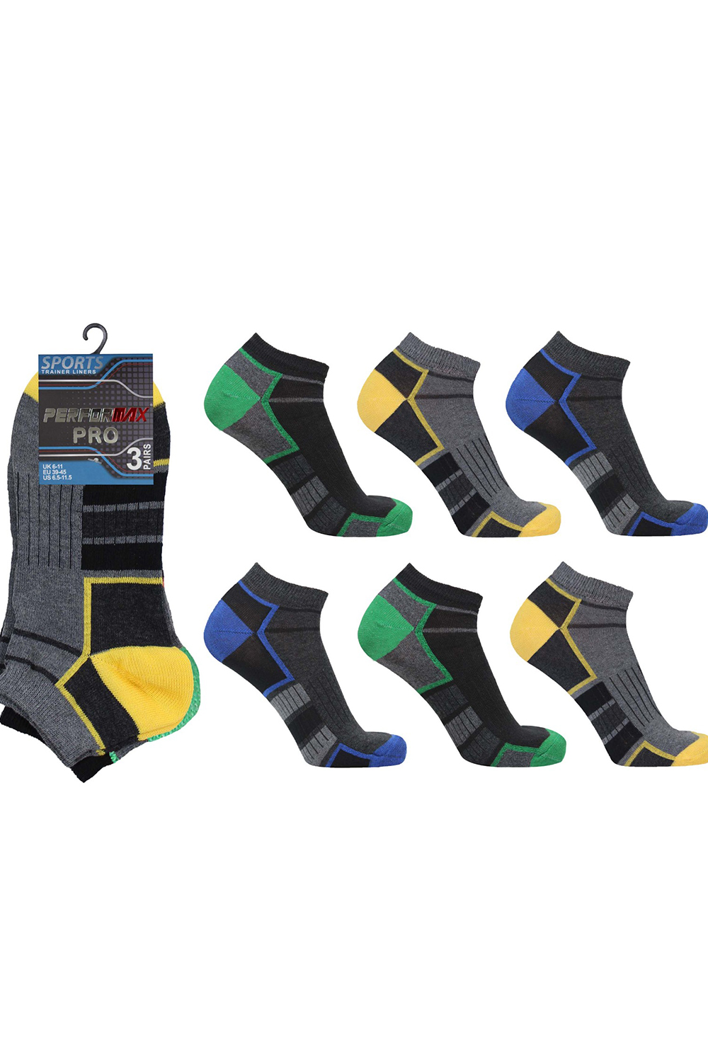 Active Star Men's Trainer Socks Box Design (Pack of 3 Pair)