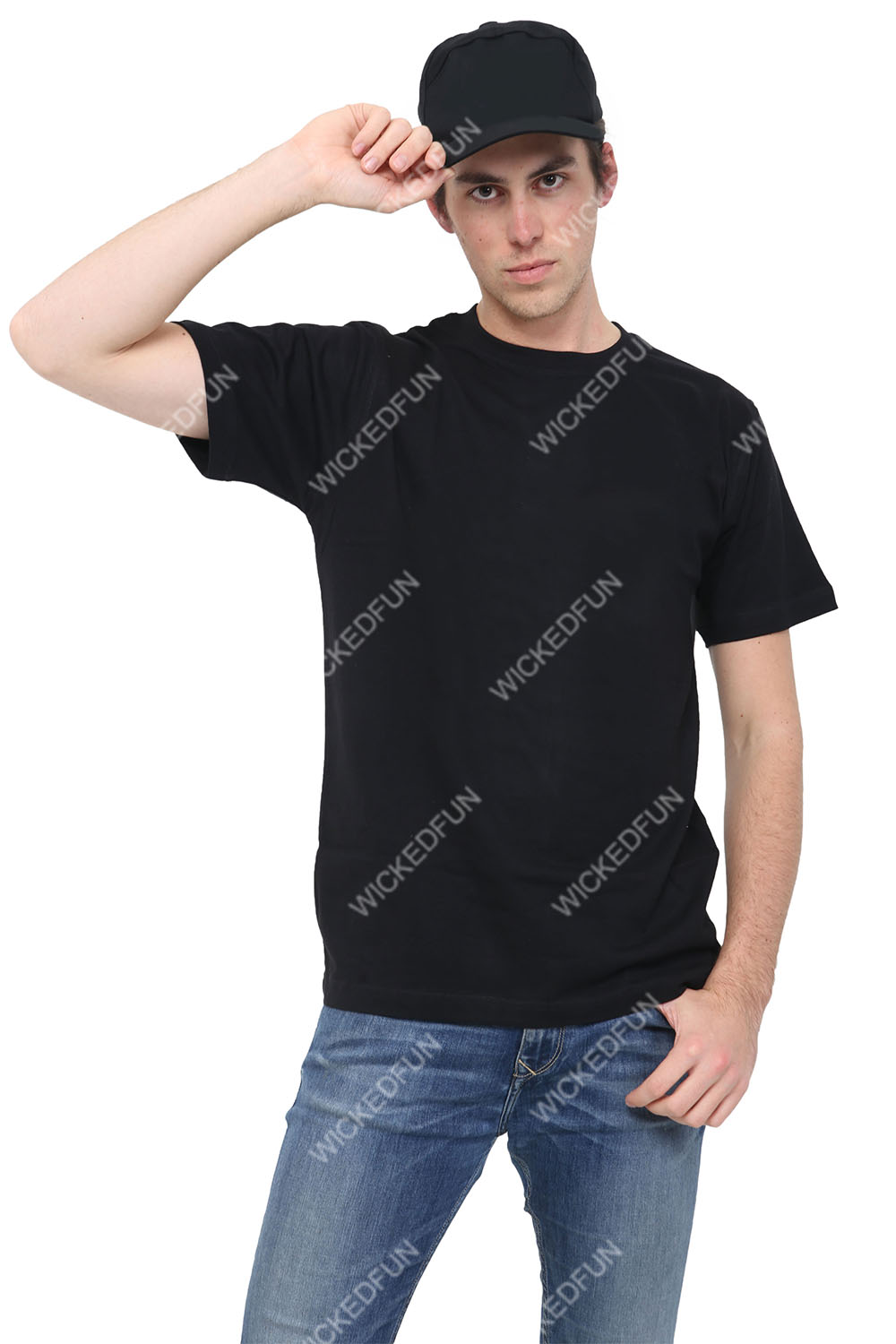 Active Star Men Black Crew Neck T-Shirt