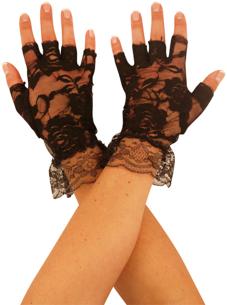 Wickedfun Adult Black Fingerless Lace Gloves