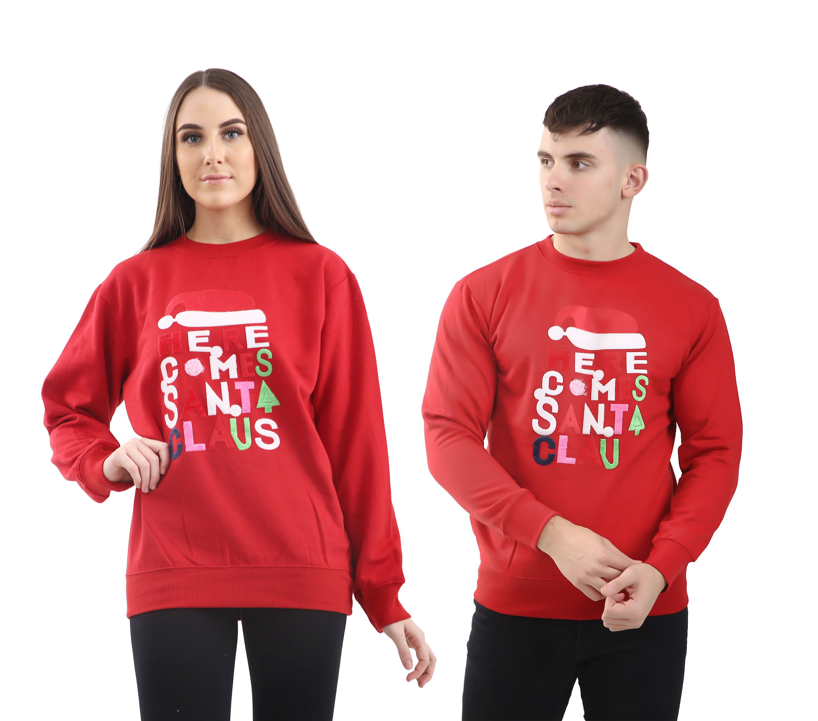 Adult Christmas Here Comes Santa Claus Sweat Top