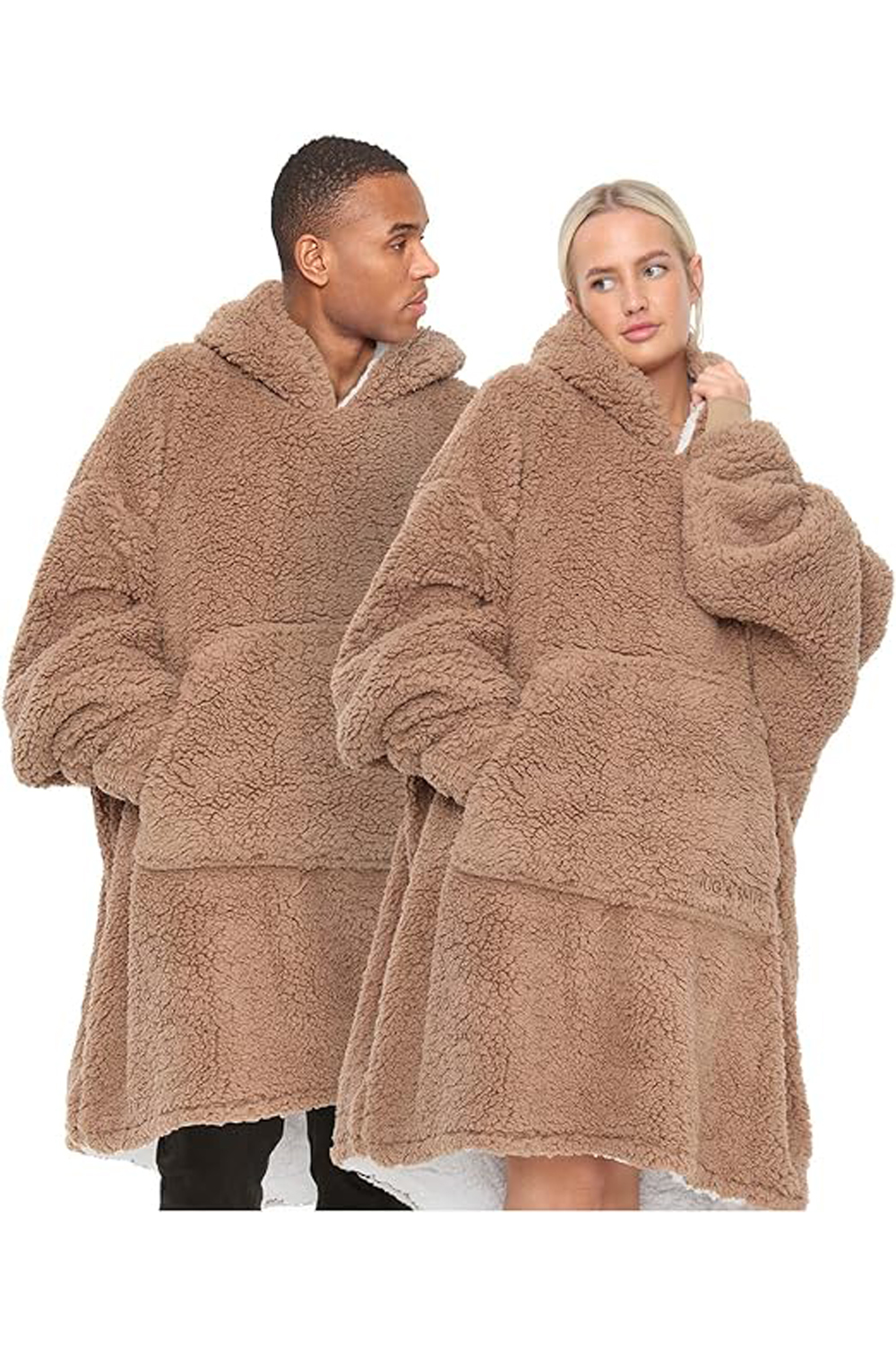 Adult Natural Teddy Fabric Hoodie Blanket