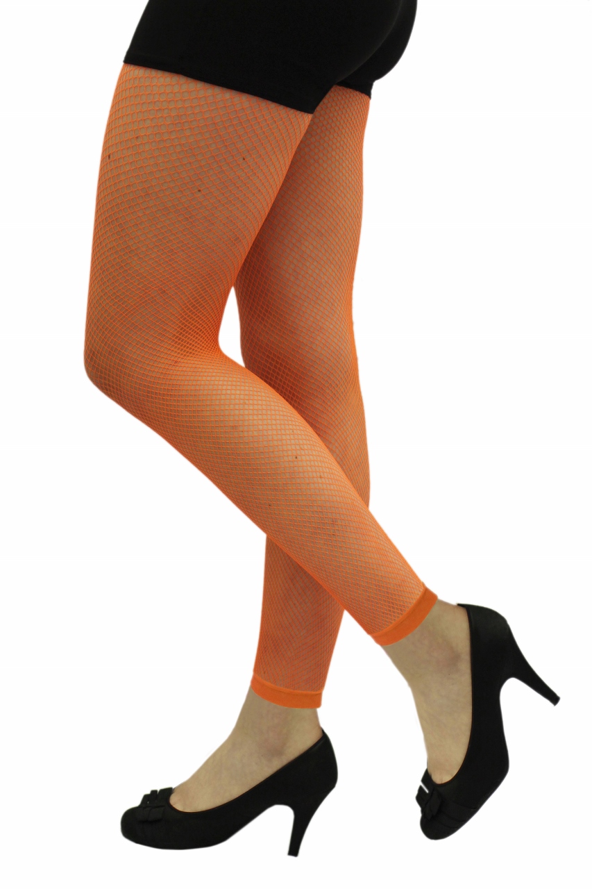 Crazy Chick Adult Neon Orange Fishnet Footless Tights