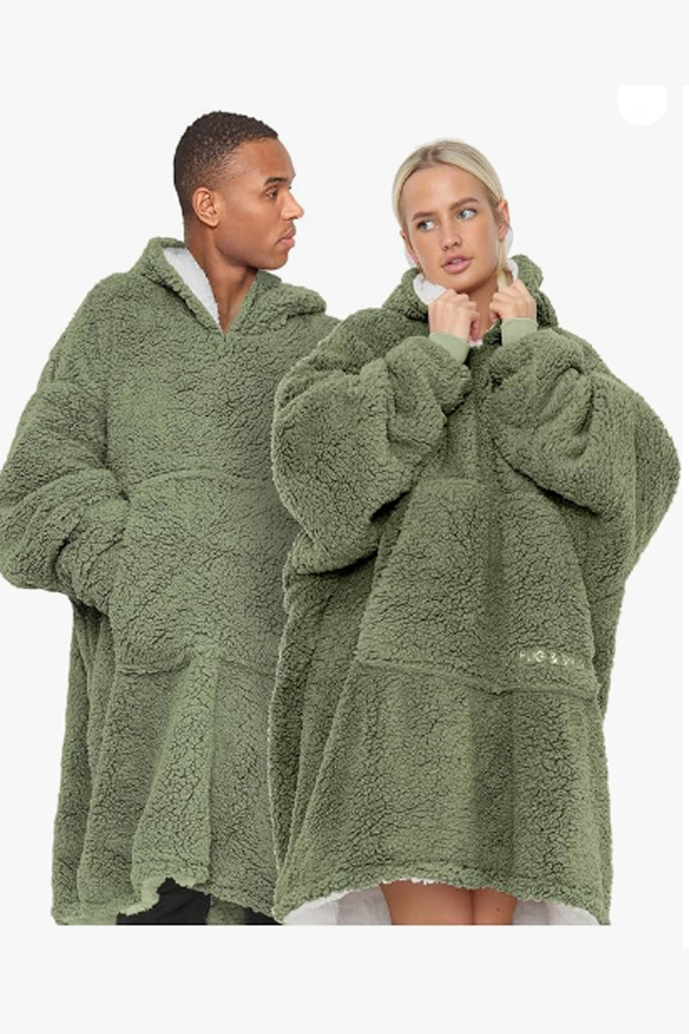 Adult Sage Green Teddy Fabric Hoodie Blanket