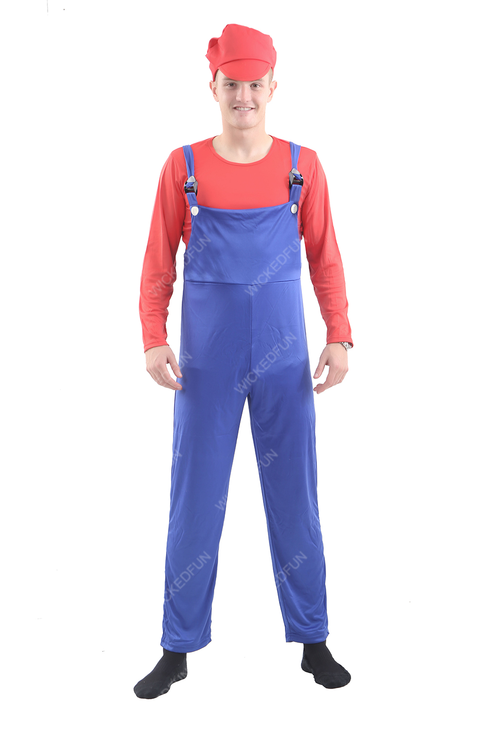 Adult Super Plumber Bro Red/Blue Costume