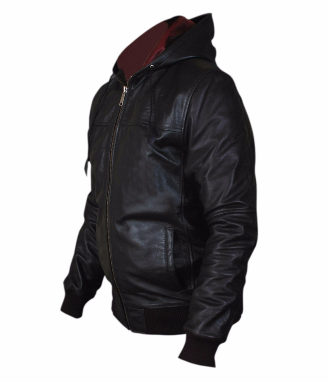 Air force Bomber Hooded Leather Jacket