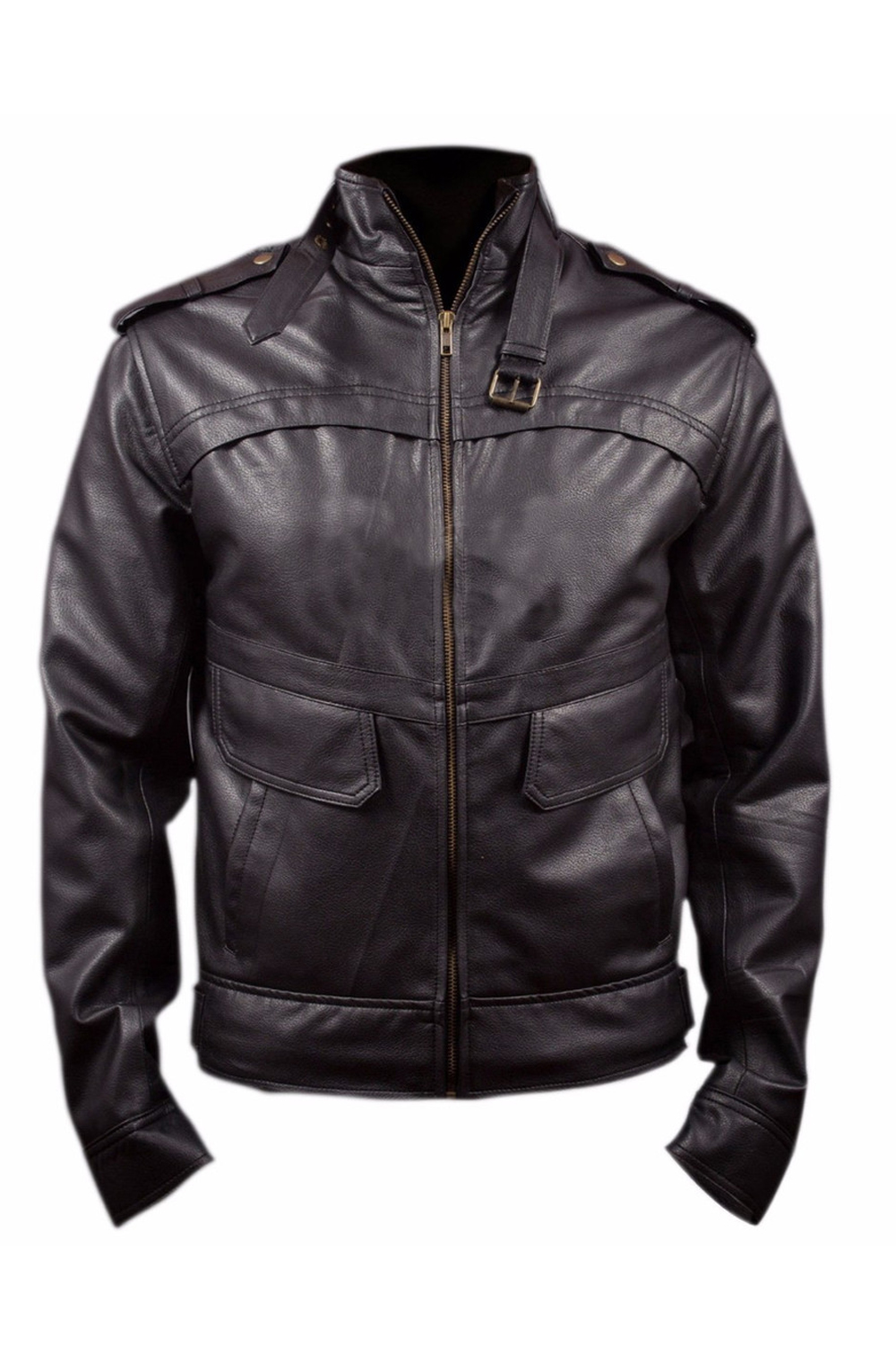 Air Force Bomber Jacket With Mock Collar And Removable Collar Belt