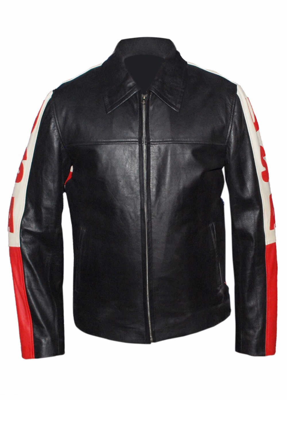 American Flag Biker Style Leather Jacket