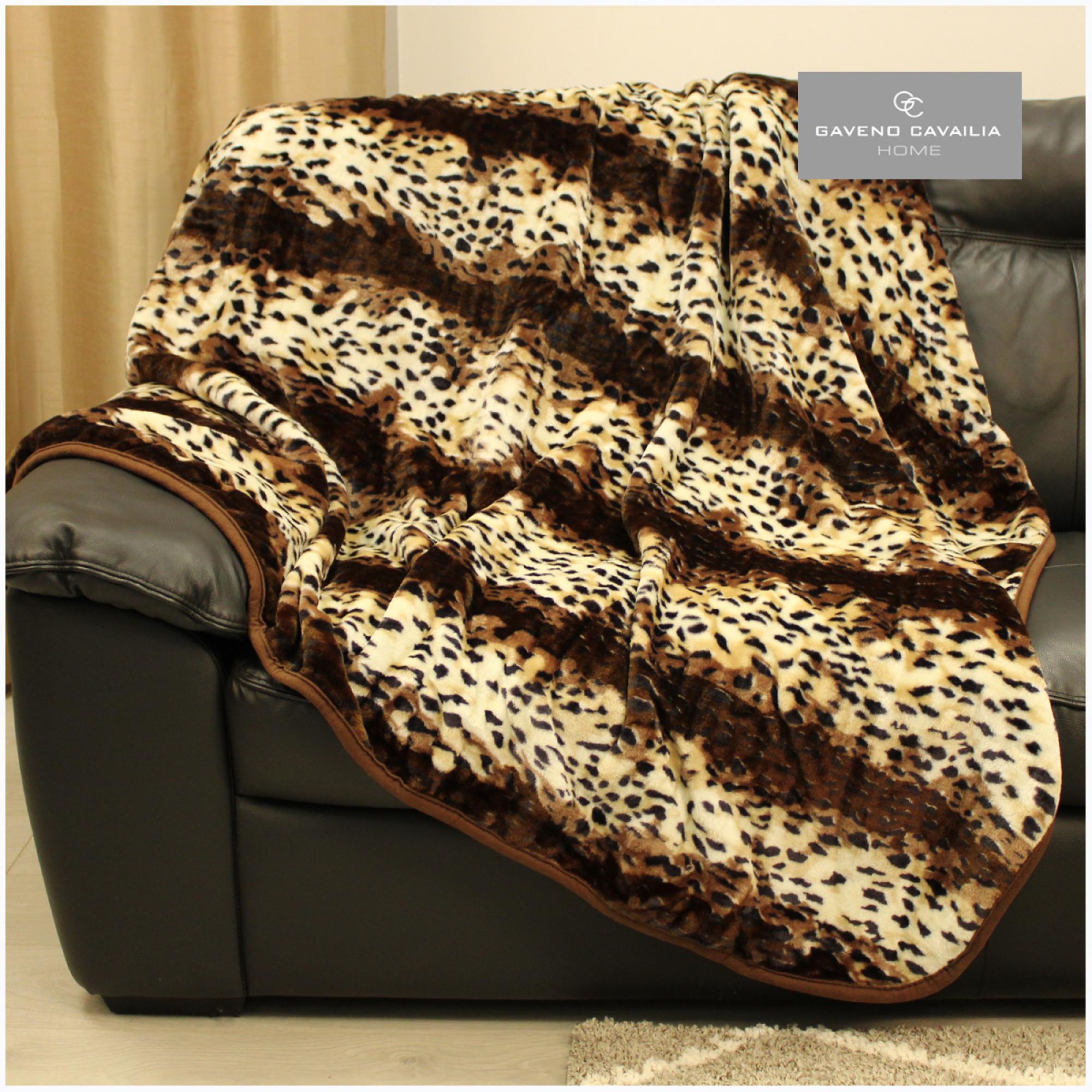 ANIMAL FUR THROW LEOPARD SKIN