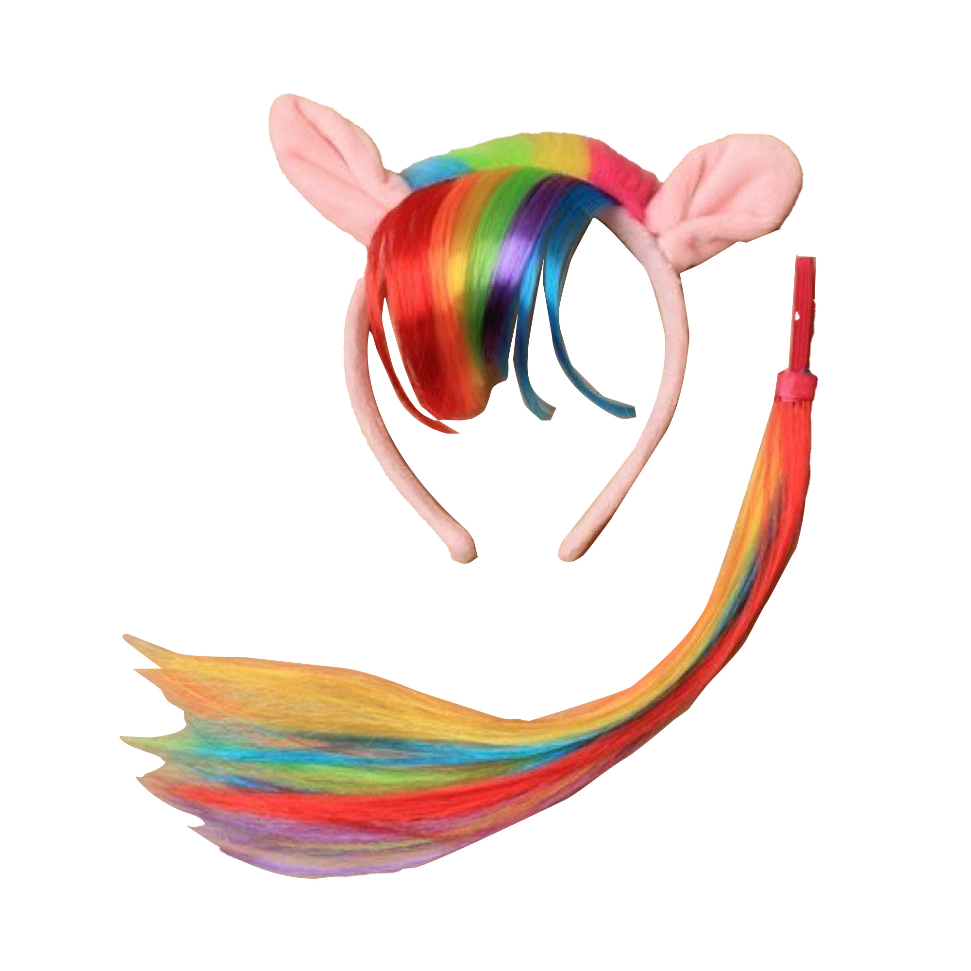 Assorted Pony ears aliceband with rainbow fur trim and imitation hair ...