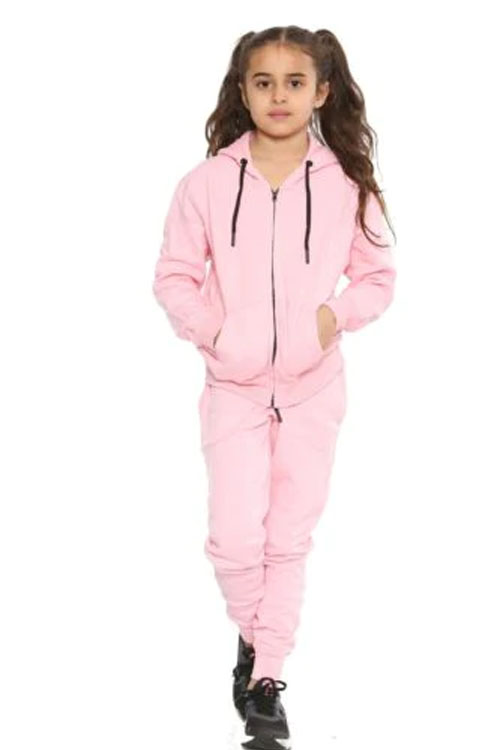 Baby Pink Girls and boy plain zip tracksuit