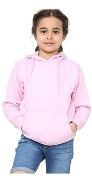 Baby Pink Kids Plain Pullover Hoodie Sweatshirt