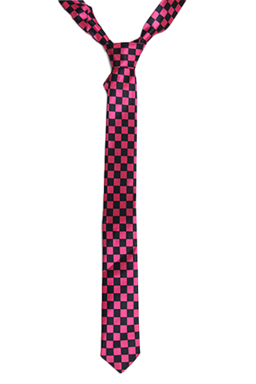 Black and Fuchsia Checkered Neck Tie