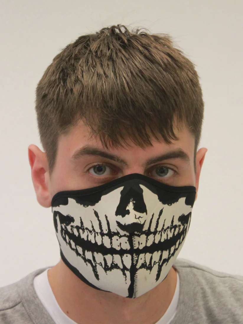 Black and White Skull Print Face Mask