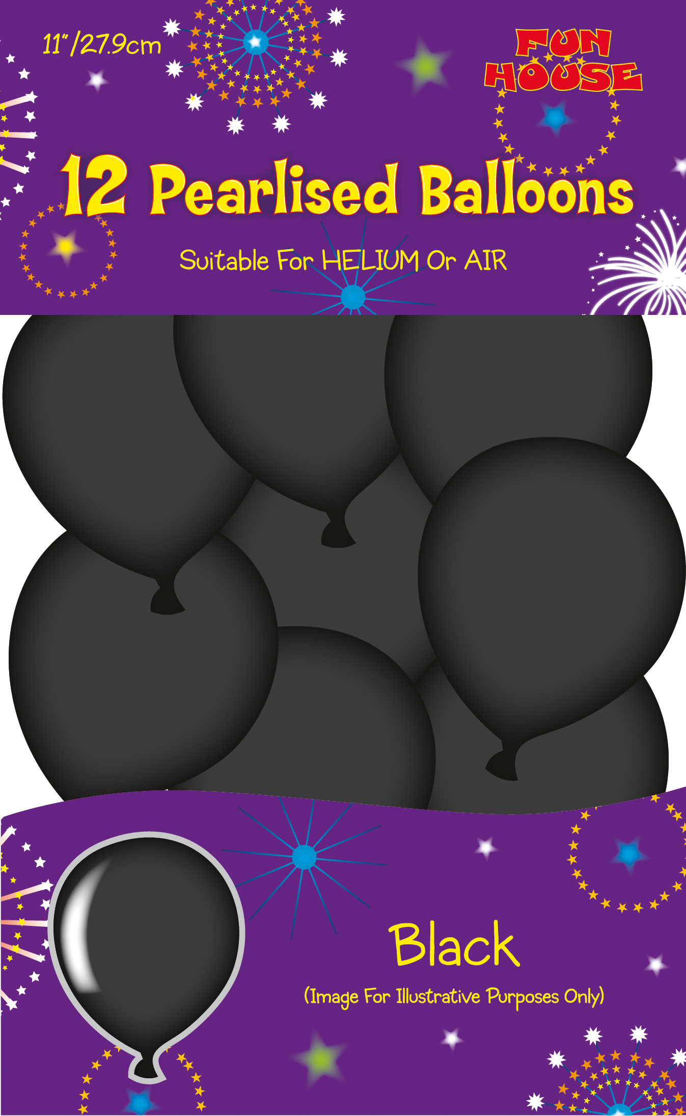 Black Birthday Party Balloons (Pack of 12)