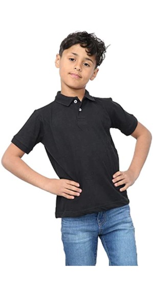 Child Plain Black Polo Shirts