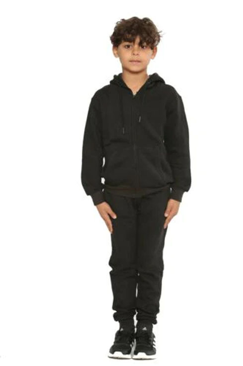 Black Girls and boy plain zip tracksuit