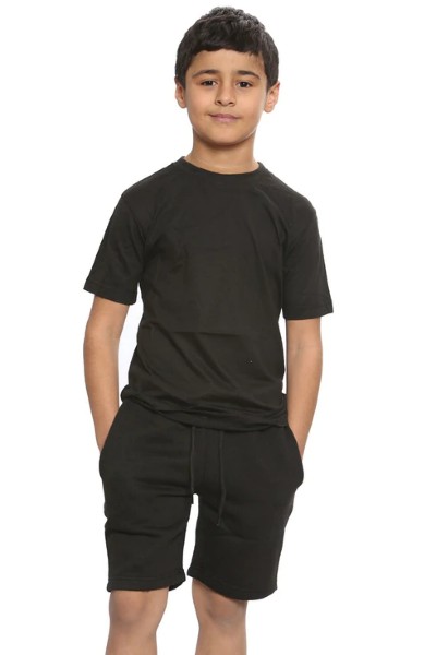Kids Black Contrast Panel 2 Pieces T-Shirt & Short Set