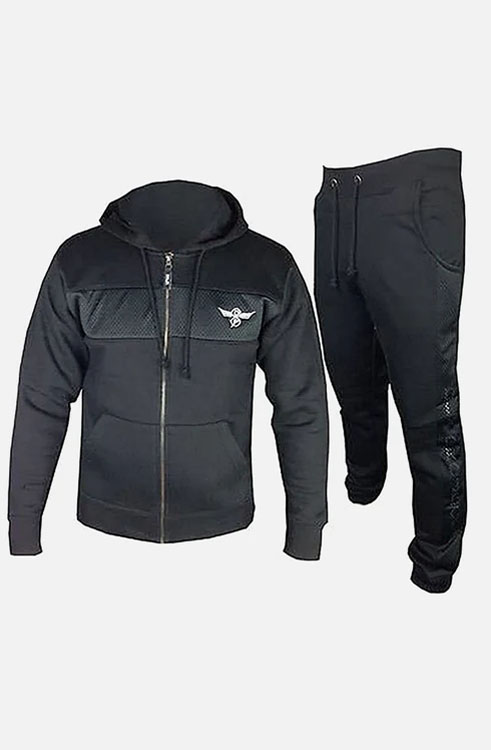 Kids Black DLX Contrast Panel Fashion Tracksuit