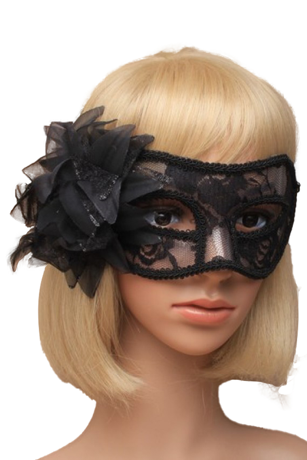 Black Lace Flower Masquerade Mask