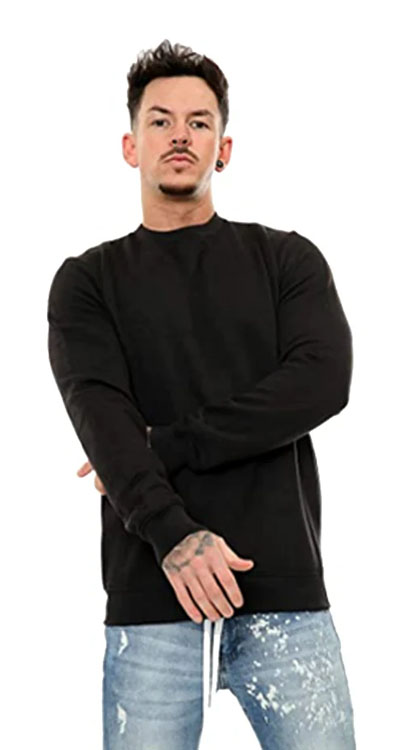Black Men Plain Round Neck Full Sleeve Sweatshirt