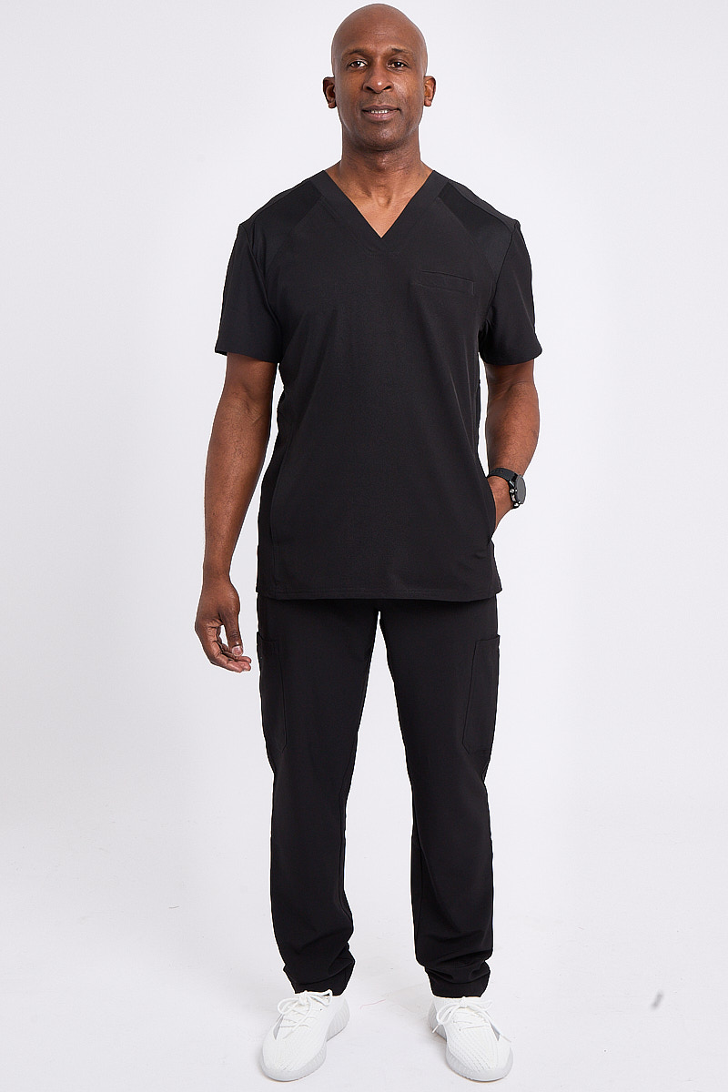 Men Black Medical Scrub Set Uniform With Pockets