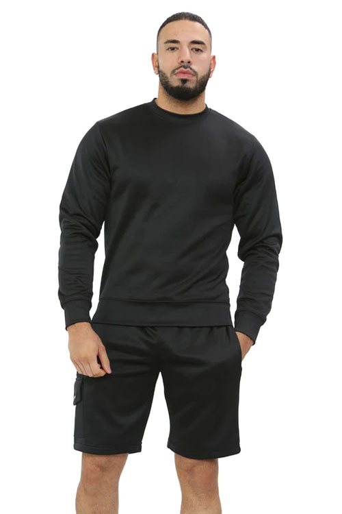 Black Mens polyester fleece with cargo pocket