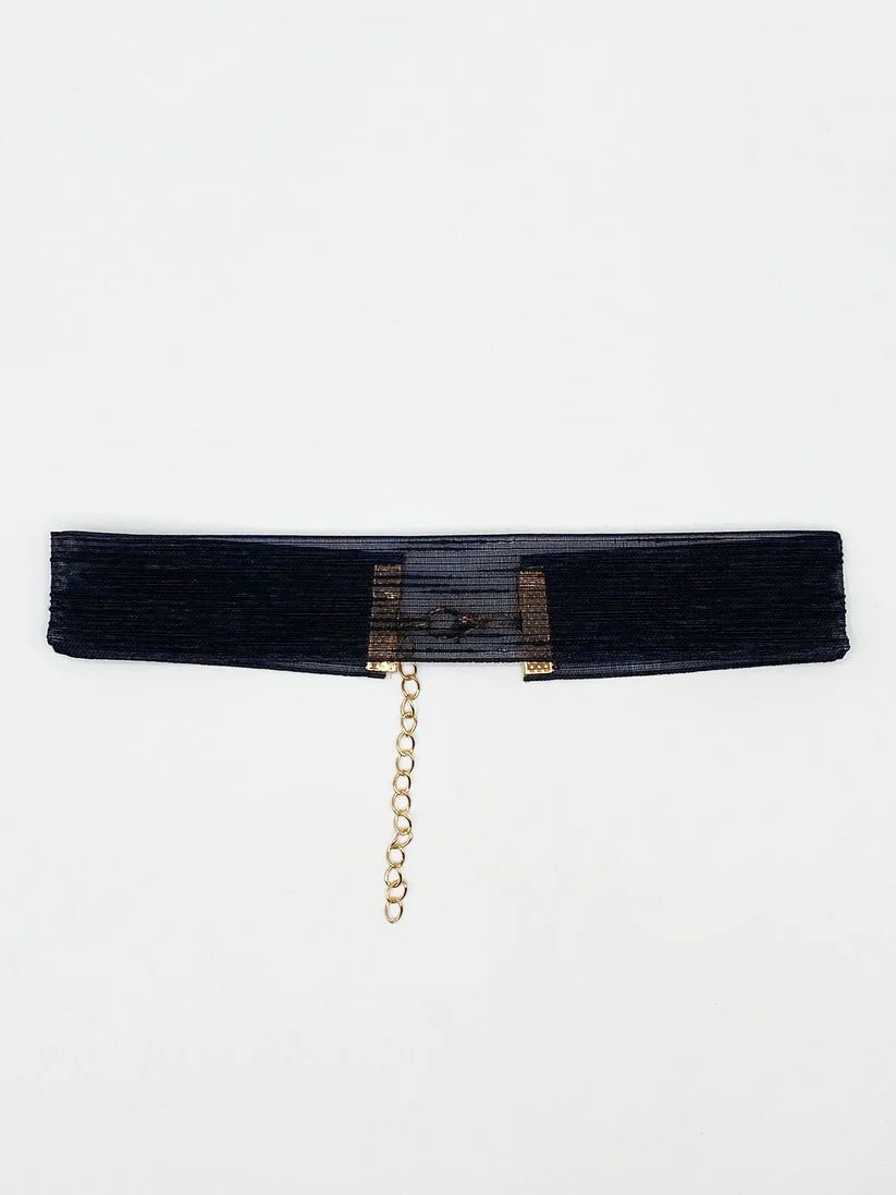 Black Plain Wide Organza Choker Necklace