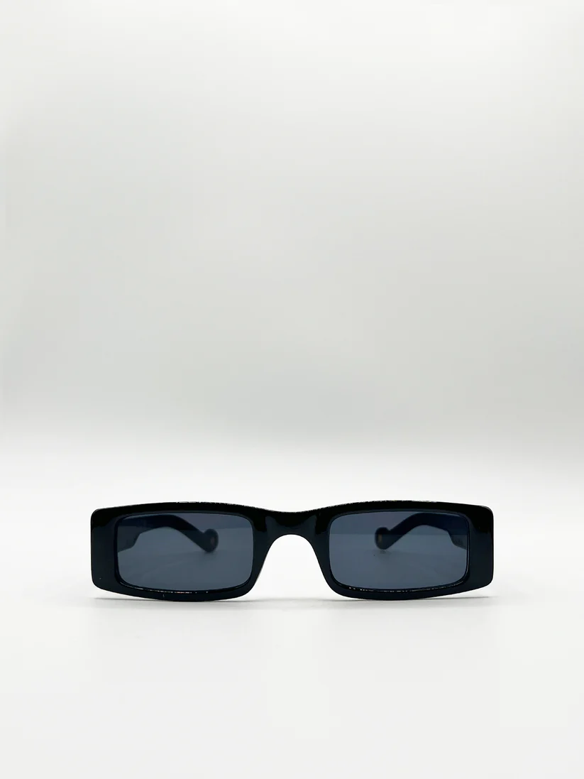Black Racer Style Oversized Sunglasses with Smoke Lenses