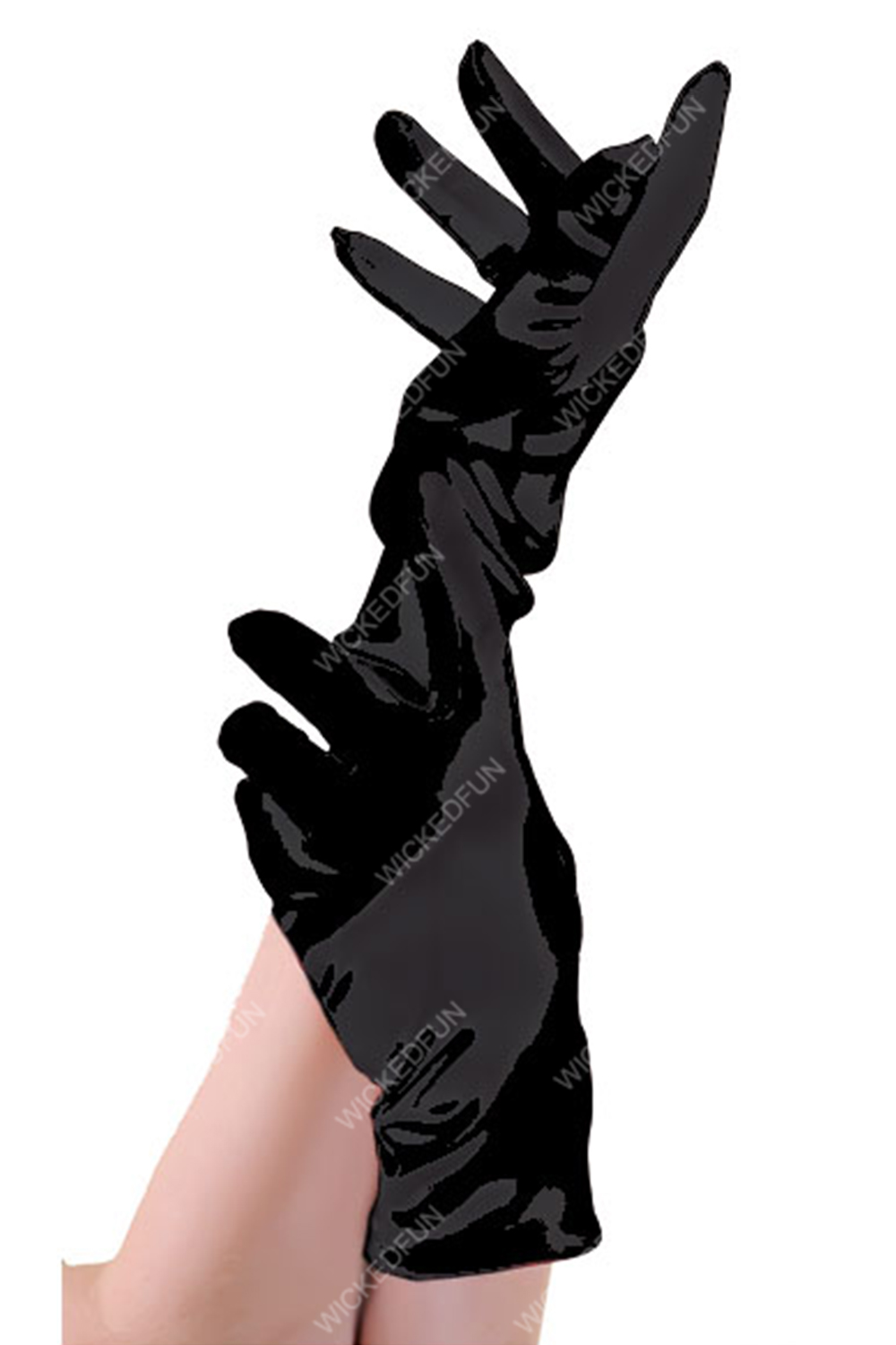 Wickedfun Black Satin Short Gloves