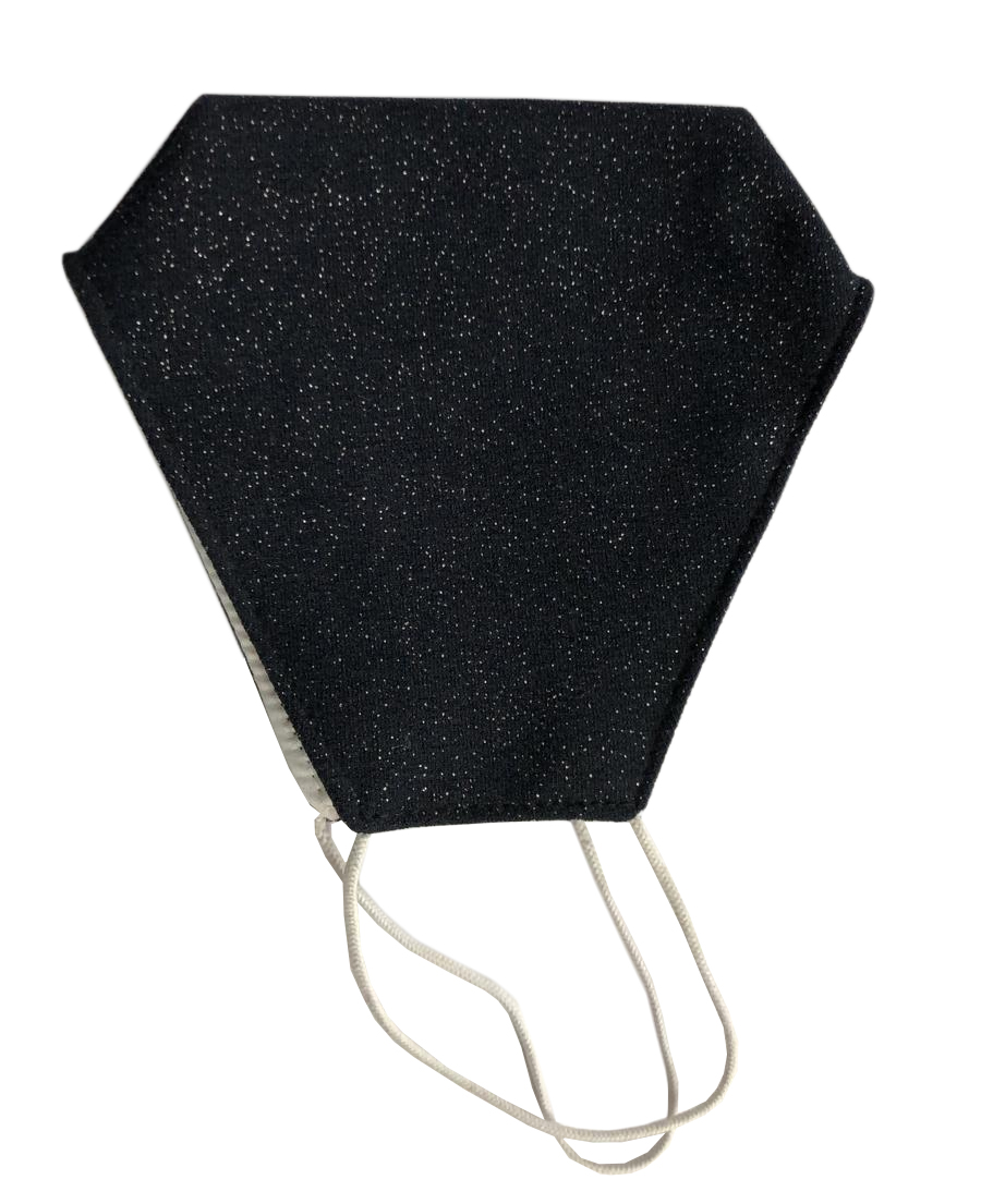 Black Silver Print Face Covering With Filter Pocket