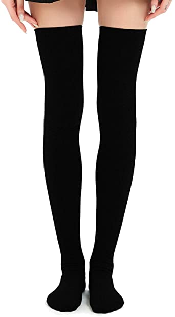 Crazy Chick Black Thigh High Socks